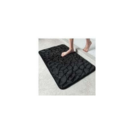 Tapis de Bain Antiderapant en Mousse Mémoiretapis, Absorbant Tapis Salle de Bain Lavable en Machine, Tapis de Douche pour Salle de Bain, 40 x 60cm, Noir (1/5)