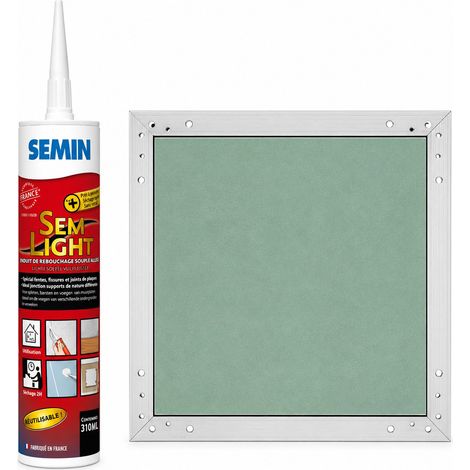 SEMIN Kit Trappe de Visite Hydro 400 x 400 mm + Enduit Allégé Sem-Light Rebouchage & Finition - Spécial Pièces Humides - Cartouche 310 ml
