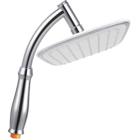 Pommeau de douche à effet pluie et bras de douche à main – Pommeau de douche haute pression avec bras d'extension en chrome – Pomme de douche universelle G1/2 cascade 25,4 x 20,3 cm carré (1/5)