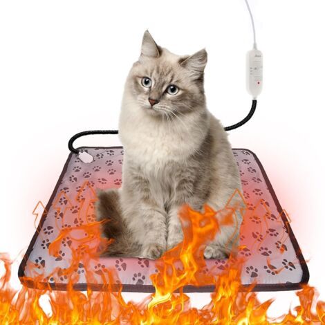 Coussin Chauffant pour Animaux de Compagnie pour Chats et Chiens,Coussin Auto Chauffant Chat Tapis,3 Réglages de Température, Anti-Mordant, 100% Imperméable, à Extinction Automatique,50 70cm (1/4)