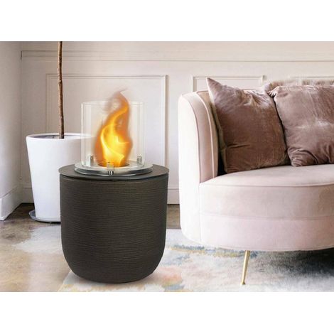 Dmora - Chimenea de bioetanol Dsgarboss, Chimenea ecológica, Hogar sin humo, Calefactor de etanol, Made in Italy, 35x35 h55 cm, Marrón (1/4)