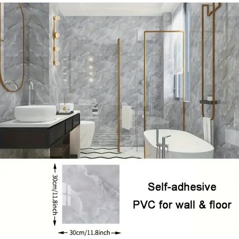(Style 5, 10 pièces - 30 x 30 cm) Sticker de sol imitation marbre en PVC, autocollant mural, imperméable (1/4)