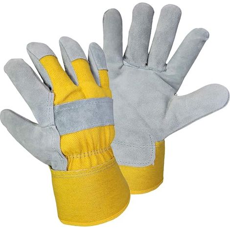 Gants de travail en cuir croûte de veau Taille 10 XL - Gants de protection résistants pour bricolage jardinage manutention (1/5)