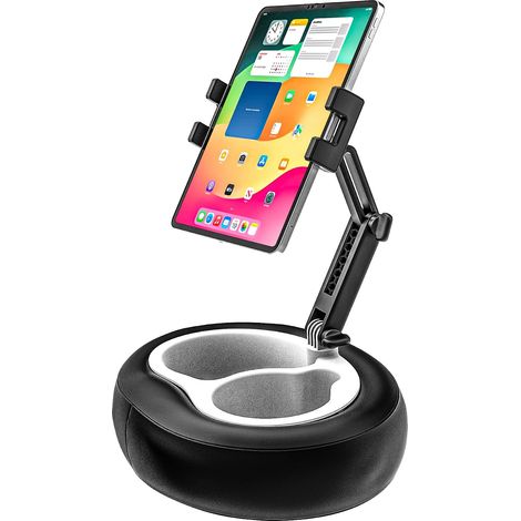 Support Tablette Coussin, Coussin Support Tablette pour Lit Genoux Canapé avec Rotation 360° Réglable pour iPad Pro, Air Mini, Kindle, Galaxy Tab, Téléphone, 4-13" (Cuir Souple, Noir) (1/5)