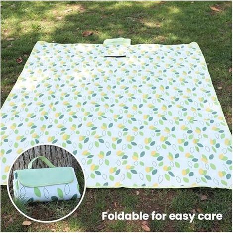 Couverture de Pique-Nique et Plage en Tissu Oxford 600D Imprimé Feuilles – Légère, Résistante et Polyvalente pour Camping, Parc ou Terrasse (100 x 150 cm)