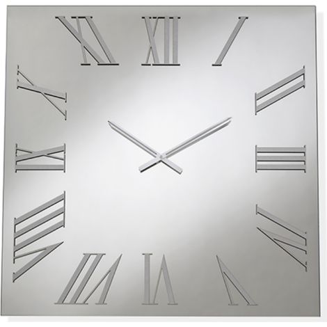 Orologio quadrato in cristallo Chiaro e numeri Argento 80x80 cm - ROGER
