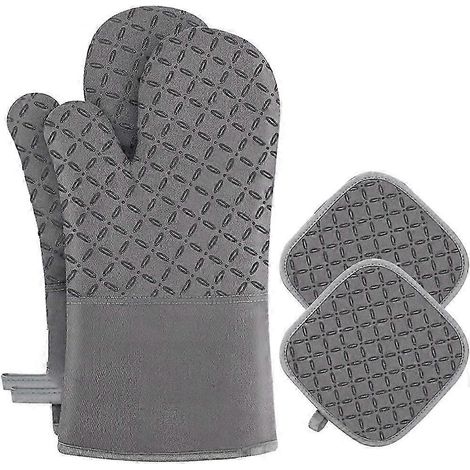 Gants résistants à la chaleur, gants anti-brûlures épais, gants de cuisine en coton et lin haute température (1/5)