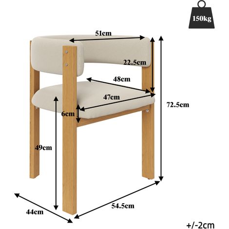 Ensemble de 2 chaises de table ergonomiques, assise matelassée épaisse, piètement en métal robuste finition bois, dossier respirant et lavable, idéales pour chambre, cuisine et séjour. (1/5)