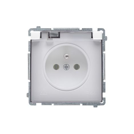 Presa singola con messa a terra, IP44, classe fumo, con otturatori, BMGZ1BZ.01/11a Modulo base, bianco
