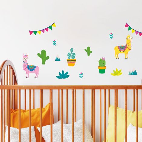 Stickers muraux Sticker Mural Autocollant - LAMAS DES MONTAGNES - adhésifs fond transparent - 80x80cm (1/5)