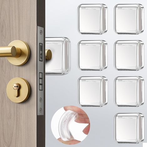 BEBUSINGOTO Tope de puerta protector de pared, 8 piezas de silicona para pomo de puerta con fuerte respaldo autoadhesivo, ideal para protección de pared y reducción de ruido. (1/5)