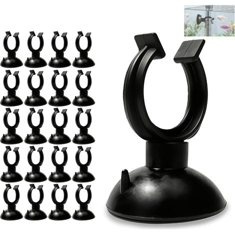Ventouse Aquarium - Lot de 25 - Caoutchouc Noir - Fixation Chauffage Et Tuyau - Pour Eau Douce Et Marine - Diamètre 30 Mm (1/5)