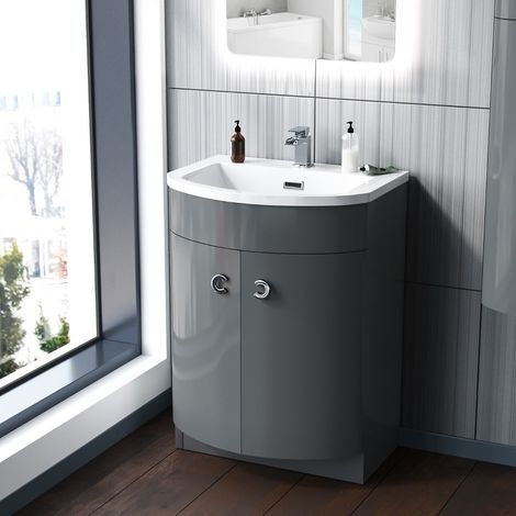 Dene 600mm Vanity Basin Unit Grey (1/5)