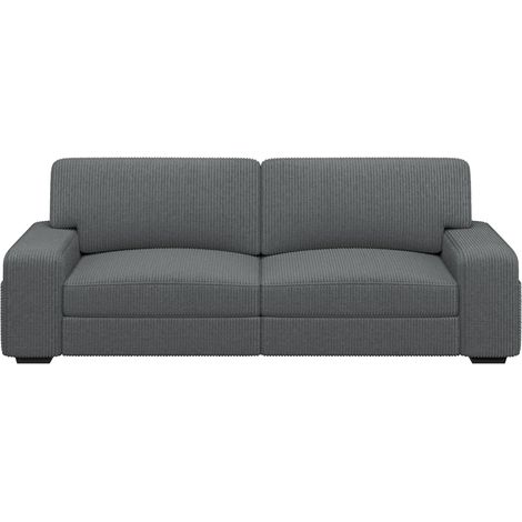 Yaheetech Sofá Tapizado de Pana de 212 X 81 cm, con Cojines y Respaldos Extraíbles, con Amplios Reposabrazos, para Salón, Dormitorio, Sala de Juegos, Gris Oscuro (1/5)