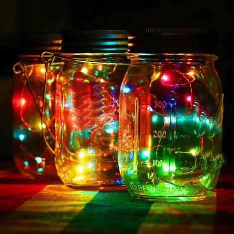 Couvercle Solaire Pour Bocal En Verre - 7 cm - 10 LED Changeantes - Autonome Avec Capteur De Luminosité - 1 Pièce (1/4)