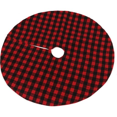 Weihnachtsbaumdecke, rot-schwarz kariert, 90 cm, für Weihnachtsfeiern und Zuhause (1/5)