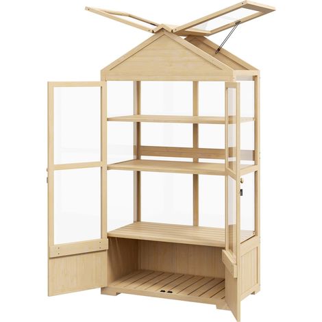 Invernadero De Madera Con Cerradura, Invernadero De 4 Niveles, Claraboya, Caja De Marco Frío Con Puerta Doble, Para Jardín, Balcón, Naturaleza
