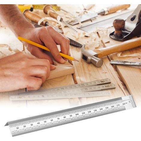 Règle d'angle de traçage en acier allié de 180 mm pour le travail du bois, outils de marquage et de mesure en menuiserie (1/5)