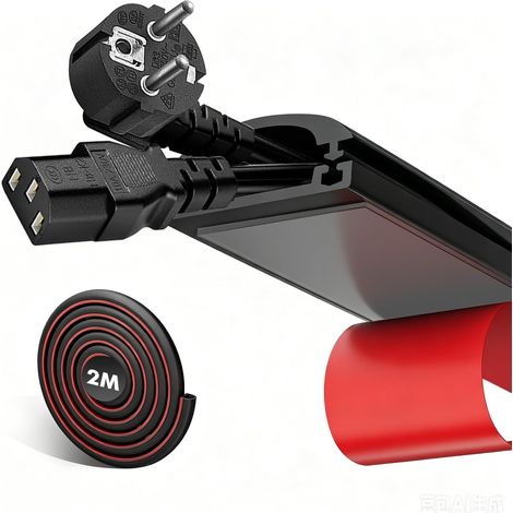 2m Noir Goulotte Passe Cable, Cache Cable TV Mural pour 2-3 Câbles (1/5)
