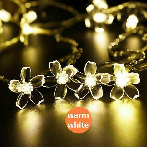 Guirlande lumineuse solaire de 50 LED, motif fleurs de cerisier, lampe décorative féérique pour jardin, fête, mariage, étanche