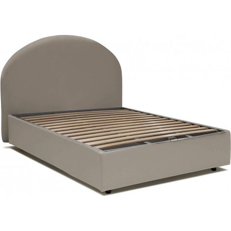 Talamo Italia - Letto piazza e mezza Aquanette, Letto contenitore con rivestimento in ecopelle, 100% Made in Italy, Apertura frontale, adatto per materasso Cm 120x190, Tortora