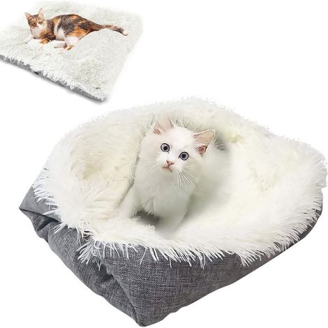 Soft Cat Bed Cushion, Ultra Soft Basket, Fluffy and Soft, Non-Slip Bottom, Washable Plush, for Kittens, Small Dogs, Rabbits, Pets (1/5)