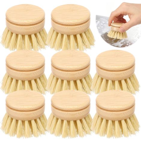 8 Stück Spülbürstenköpfe mit Harten Borsten, Holz Spülbürstenköpfe für die Küche,Austauschbare Borsteneinsätze,Bambus Spülbürste,Abwaschbürste, Geschirrbürste, Küchenbürste, Bürste Küche (1/5)