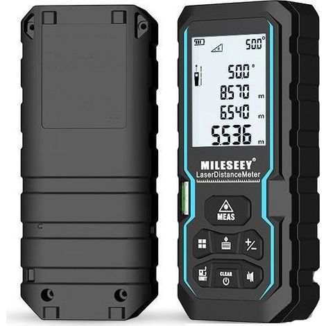 Télémètre Laser Numérique , LM50 50m Mètre Laser numérique,Mesure du théorème de Longueur/Zone/Volume/Théorème de Pythagore avec Rétroéclairage LCD , IP54 (1/4)