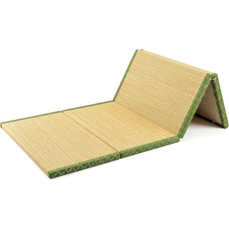 100x200cm Tatami Japonais Futon En Rotin Et Fibre De Coco - Matelas Pliable 4 Couches Antidérapant Respirant Anti-Salissures Pour La Méditation Le Yoga Le Sommeil Le Salon Ou Comme Lit D'appoint (1/5)