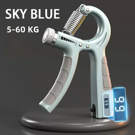 Appareil de musculation à prise réglable (bleu amélioré), poids de 5 à 60 kg, avec compteur (1/5)