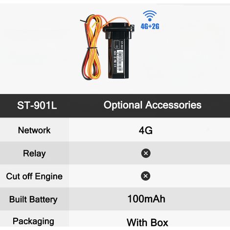 Traceur GPS 4G+2G pour voiture, traceur pour véhicule électrique, système antivol pour véhicule, étanche 4G+2G-ST-901L avec batterie intégrée