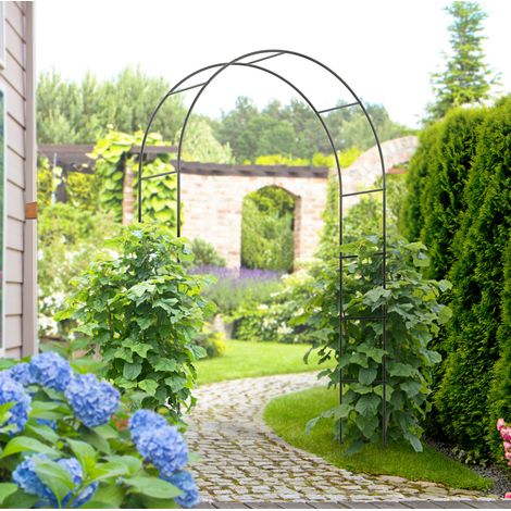 CHICFURN Arco da giardino in metallo nero 140 x 40 x 240 cm per piante rampicanti (1/5)