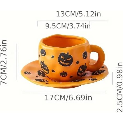 Halloween - Décoration d'Halloween - Mug - Mug citrouille - Mug Halloween - Avec anse - Céramique - 300 ML - Convient pour (1/5)