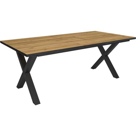 Mesa Cancelada-01 de 194x90x74 cm con patas en X, color marrón (1/4)