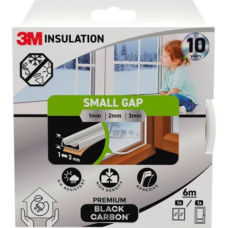 Burlete de aislamiento premium para huecos pequeños de 1-3 mm, blanco, 6 m