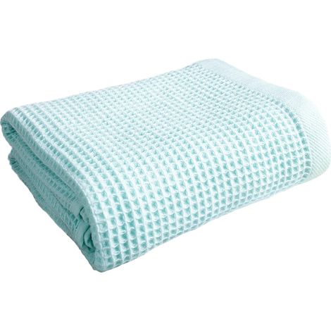 Serviette de bain adulte coton gaufré serviette de bain soins du visage peignoir coton gaufré serviette de bain, vert 2 pièces