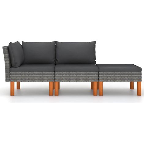 Maison Exclusive - 3-tlg. Garten-Lounge-Set Poly Rattan und Massi (1/5)