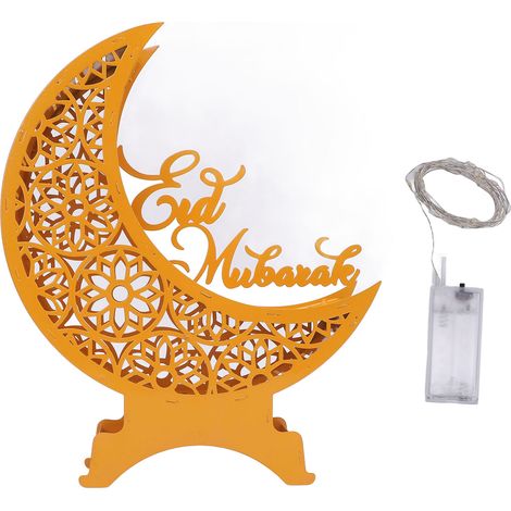 Ornement de lune jaune avec éclairage, en fer forgé ajouré, décoration de bureau pour table à manger, table de chevet ou fenêtre. (1/5)