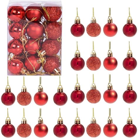 BAUBLES RED 3CM-24PCS SET -PVC (1/5)
