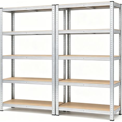 Songmics – Étagère de rangement réglable 5 niveaux – Lot de 2 – Métal galvanisé – Charge 875 kg – Dimensions 40 x 90 x 180 cm – Montage sans vis