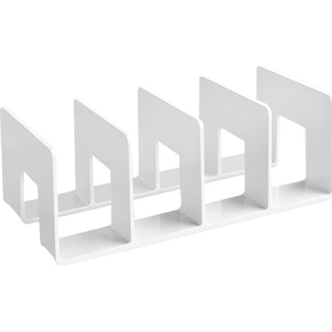 Serre-livres transparent blanc pour bureau, support stable pour livres et documents, organiseur de magazines et fournitures, rangement pratique et décoratif pour maison (1/5)