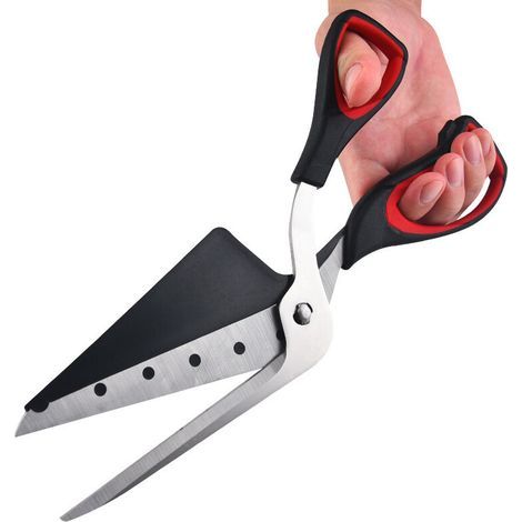 Ciseaux à pizza, coupe-pizza avec pelle, lame tranchante en acier inoxydable de qualité alimentaire et poignée souple, ciseaux de cuisine multifonctions, 27,5 cm, noir/rouge (1/4)
