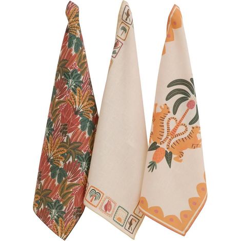 Lot de 3 Torchons "Tropical" 45x70cm Multicolore (1/5)