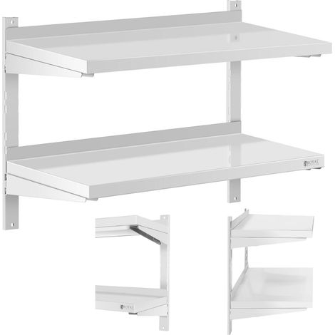 Doppio ripiano regolabile da parete per ristorazione ACCIAIO 80 x 40 cm (1/4)