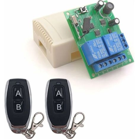 Commutateur de télécommande sécurisé DC sans Fil RF récepteur Relais avec émetteurs pour Moteur lumière Porte Portail 12V 433Mhz 10A 2 (1/4)
