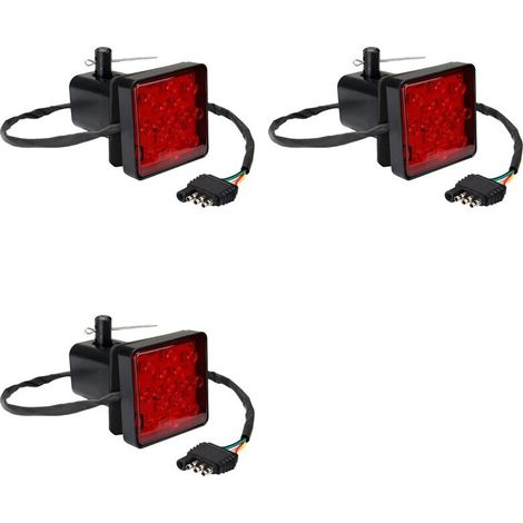 Adecuado para 3 luces rojas de 15 LED de 2 pulgadas para remolque, gancho de remolque, receptor de remolque, cubierta de luz de freno con pines de 12 V.