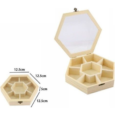 TRADE SHOP - Scatola Portagioie In Legno Con Bacheca 7 Posti Scomparti Vetrina 74027a Ly-1617 -