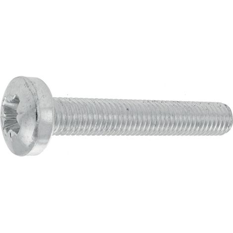 Vis à métaux tête cylindrique bombée large empreinte Pozidriv acier zingué blanc. filetage total. Ø6x90mm. 100 pièces - VISWOOD