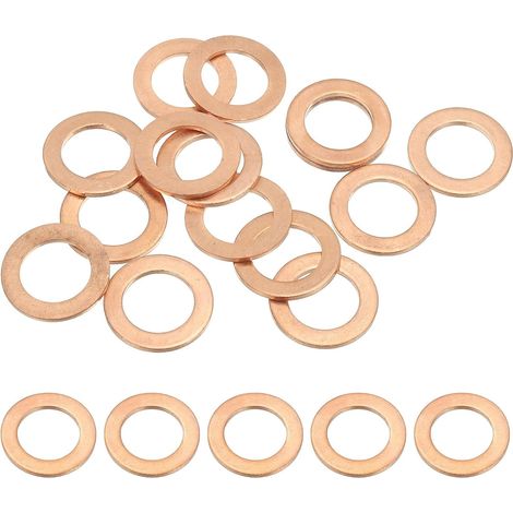 M14 Kupfer-Flachdichtung – 15 Stück – 22 x 14 x 1,5 mm – Dichtung – für Ablassschraube und -bolzen (1/5)
