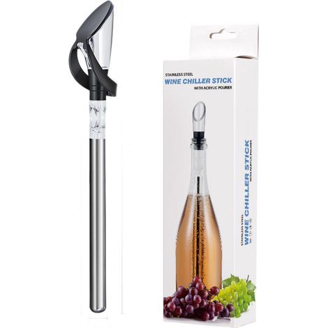 3-in-1 Wine Cooler, Decanter and Pourer includes a stainless steel cooling rod, a must-have for any bar, 21.5 cm (with lid) - AquaForge (1/5)